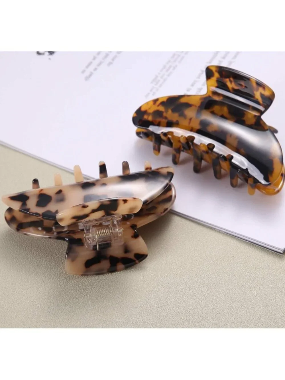 2 Pack Large Tortoise Shell Hair Claw Clips - Nonslip Jaw Clips for Thick Hair